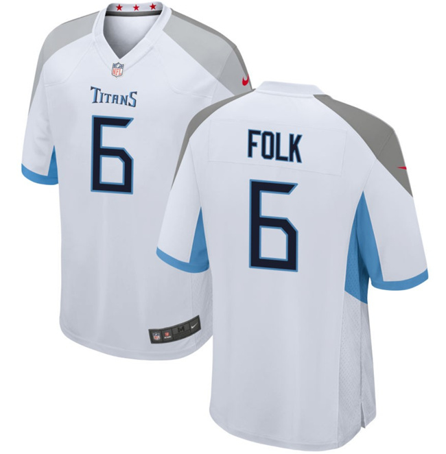 Men's Tennessee Titans #6 Nick Folk White Football Stitched Game Jersey
